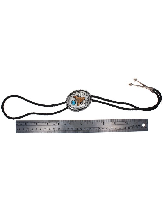 Navajo Tommy Moore Gold Filled Sterling Silver & Turquoise Bolo Tie